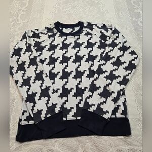 Splits59 Blue and White Houndstooth Crewneck Sweater Sz Medium
